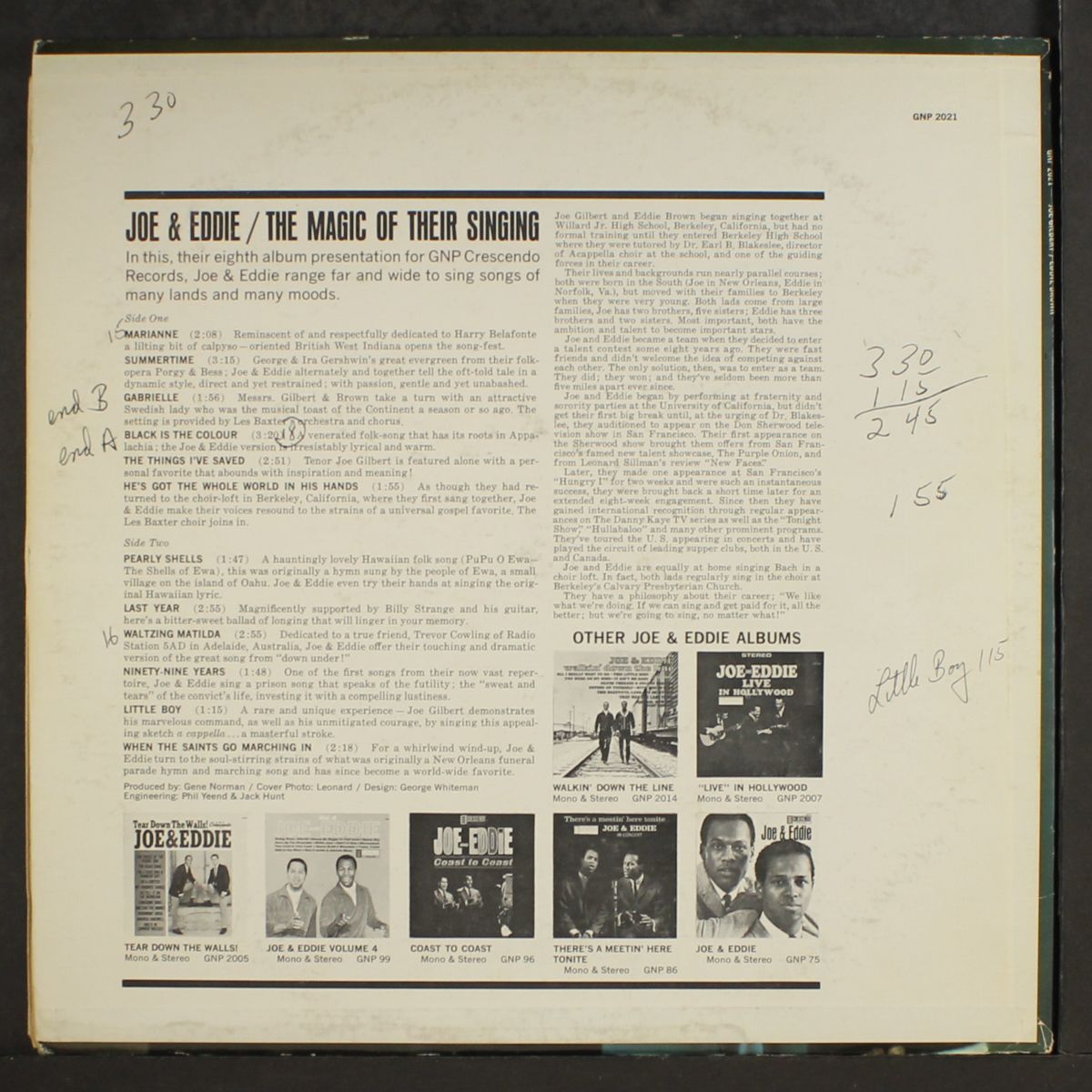 magic of their singing! by JOE & EDDIE