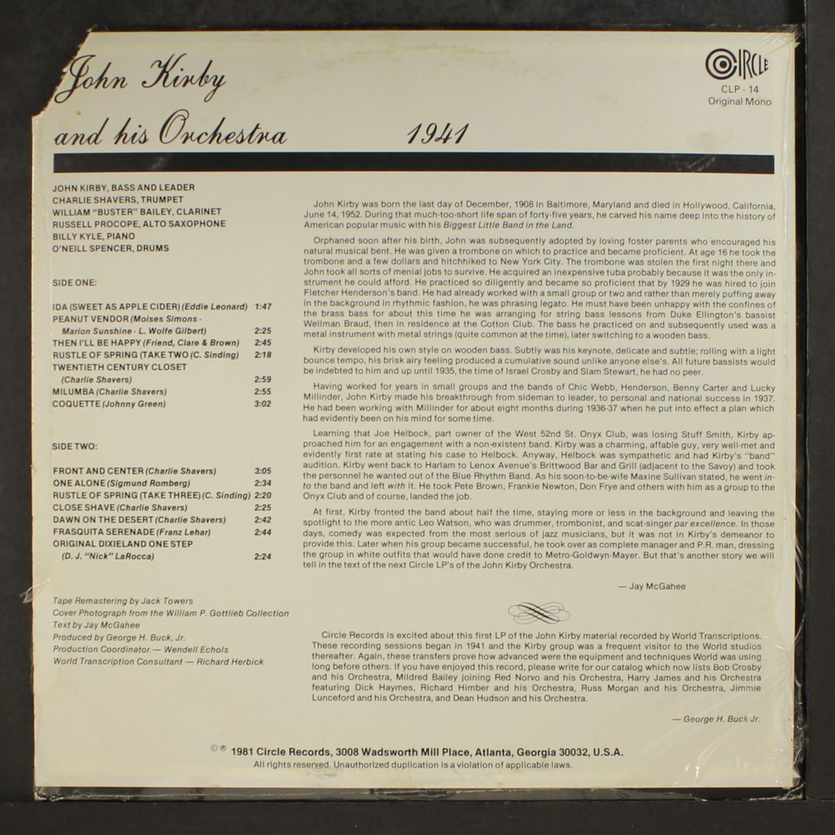 and his orchestra 1941 by JOHN KIRBY