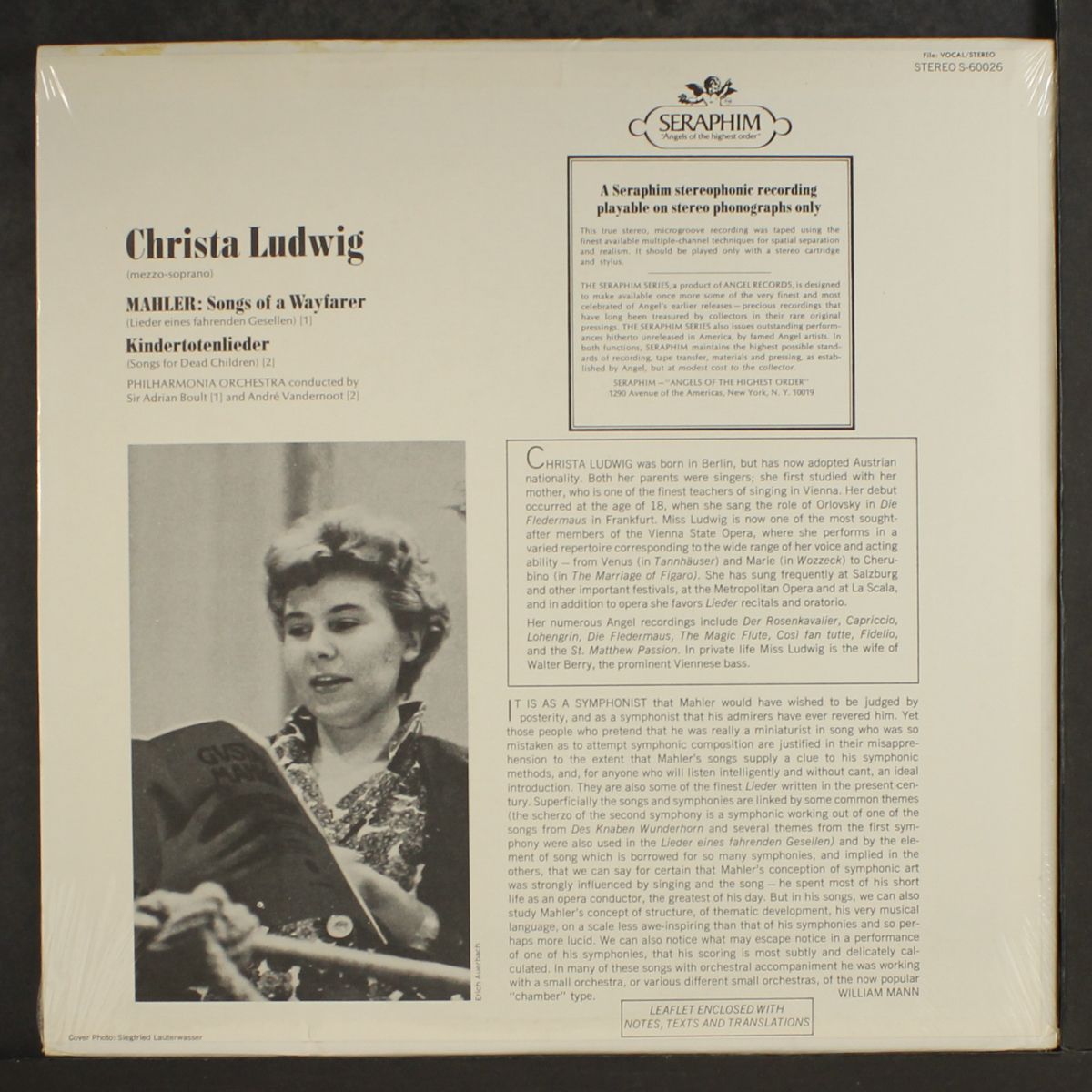 mahler: songs of a wayfarer / kindertotenlieder by CHRISTA LUDWIG