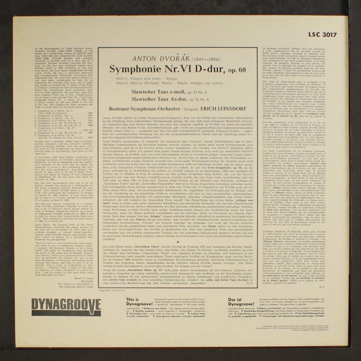 dvoark: symphony no. 6 / slavonic dances by ERICH LEINSDORF