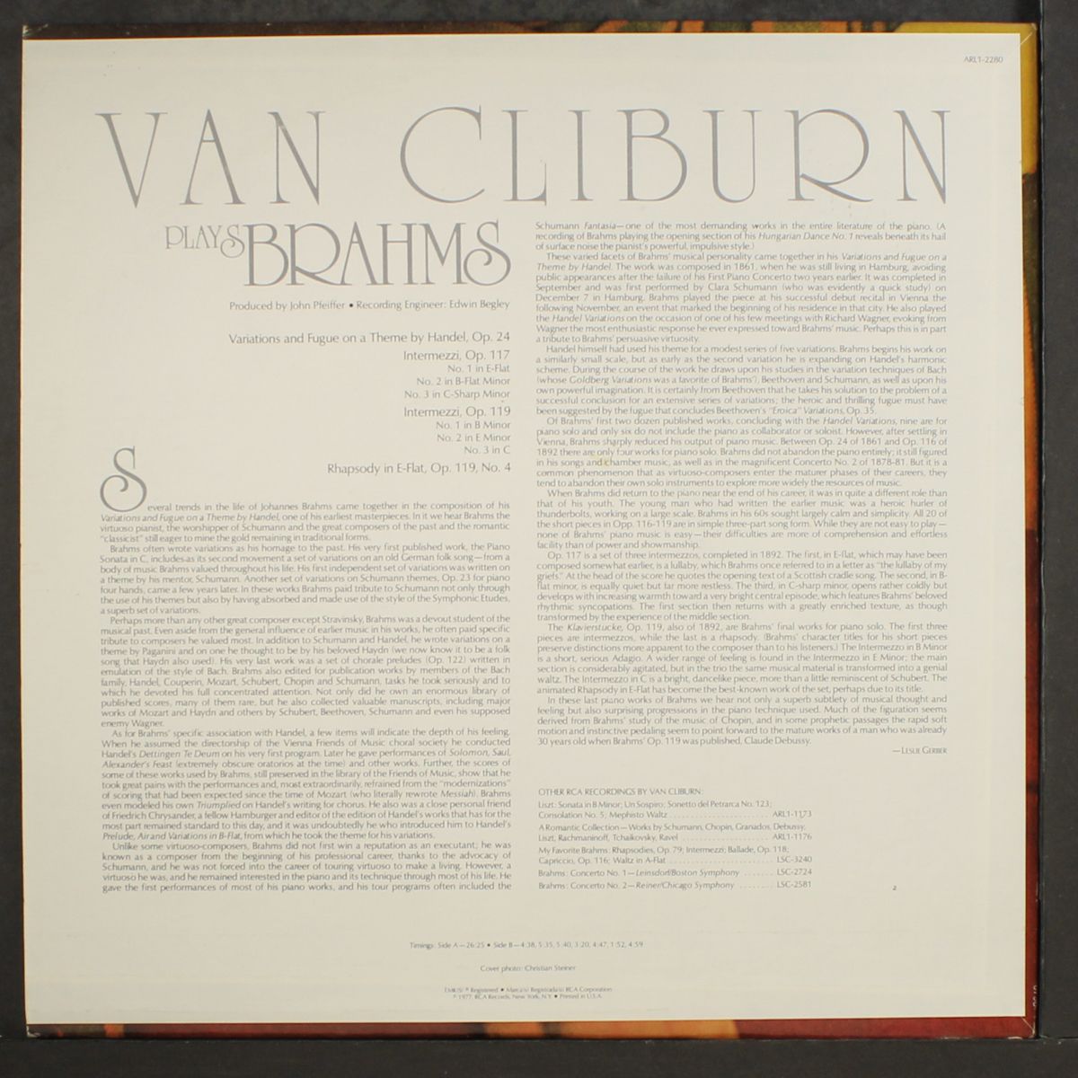 brahms: handel variations by VAN CLIBURN