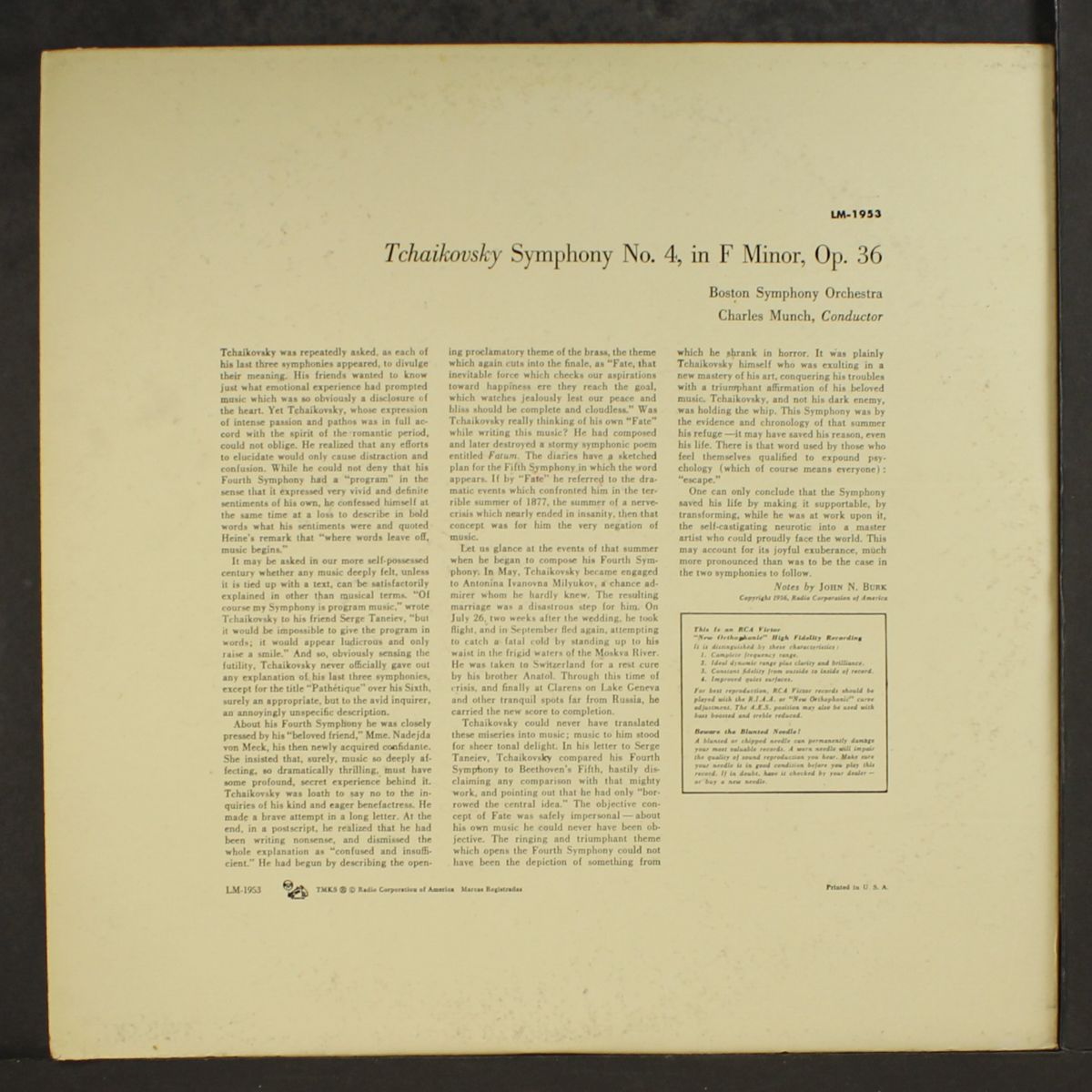 tchaikovsky: symphony no. 4 by CHARLES MUNCH