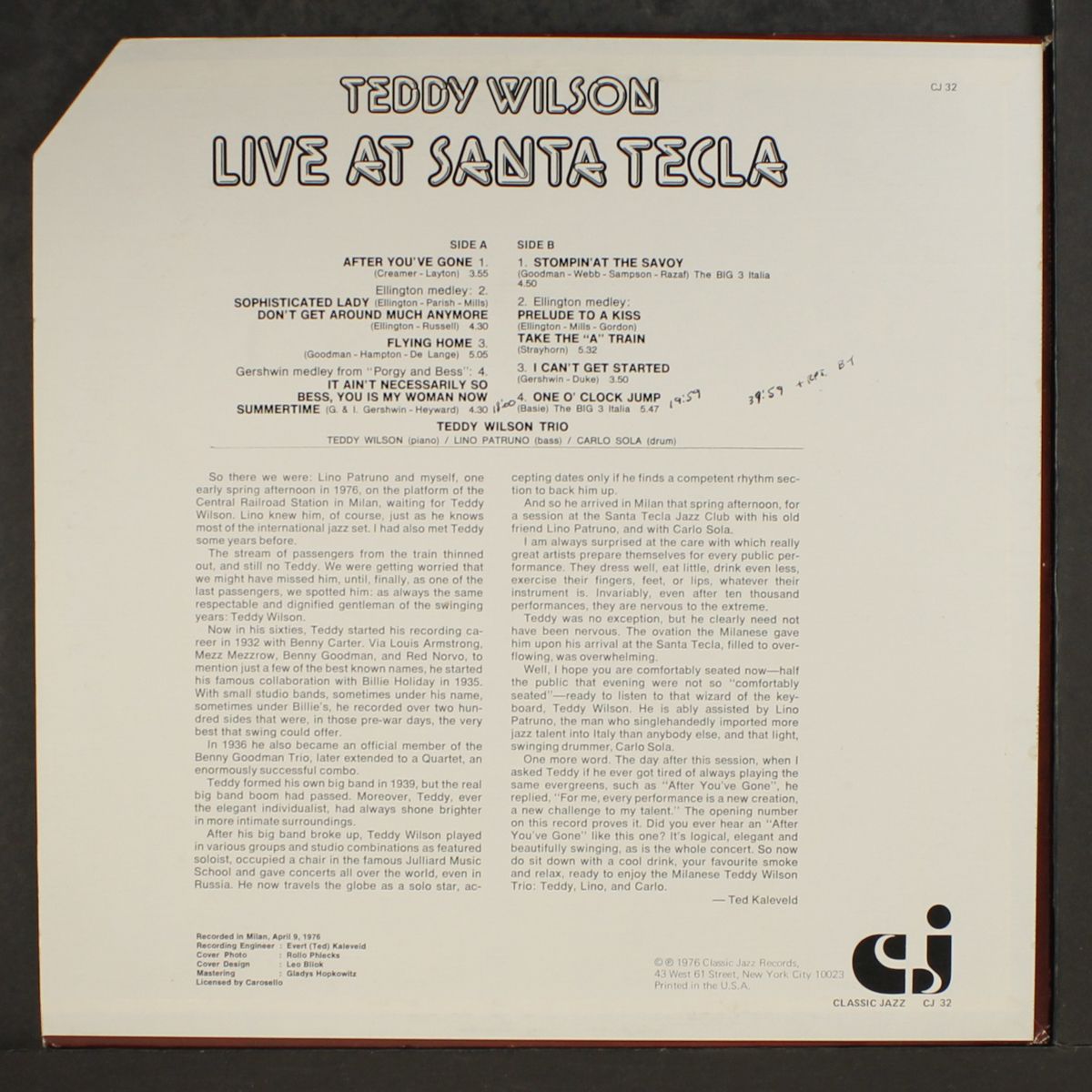 live at santa tecla by TEDDY WILSON