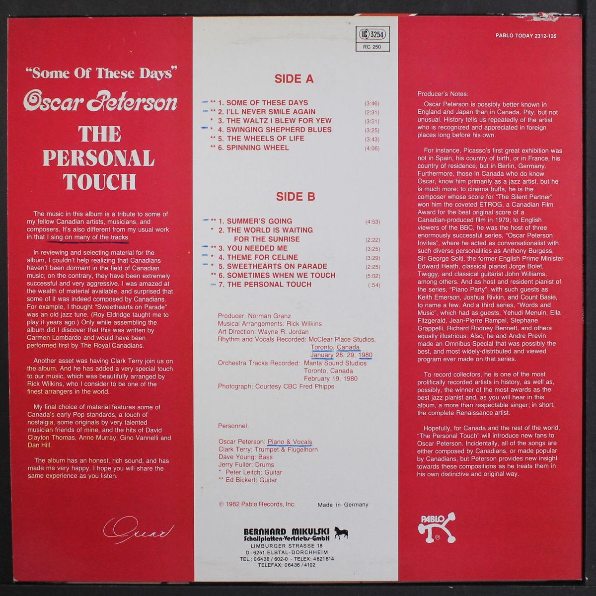 the personal touch by OSCAR PETERSON