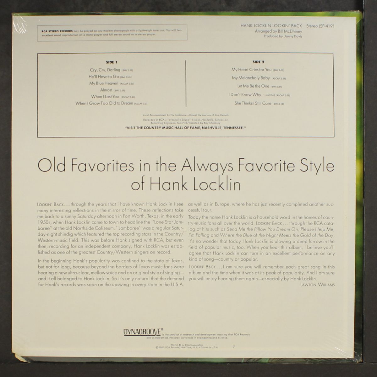 lookin' back by HANK LOCKLIN