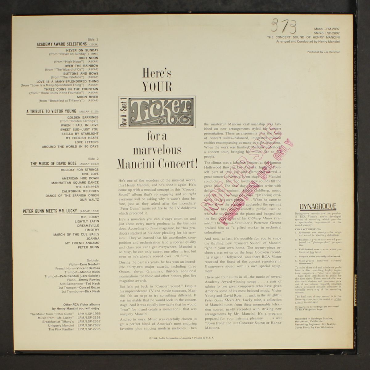 the concert sound by HENRY MANCINI