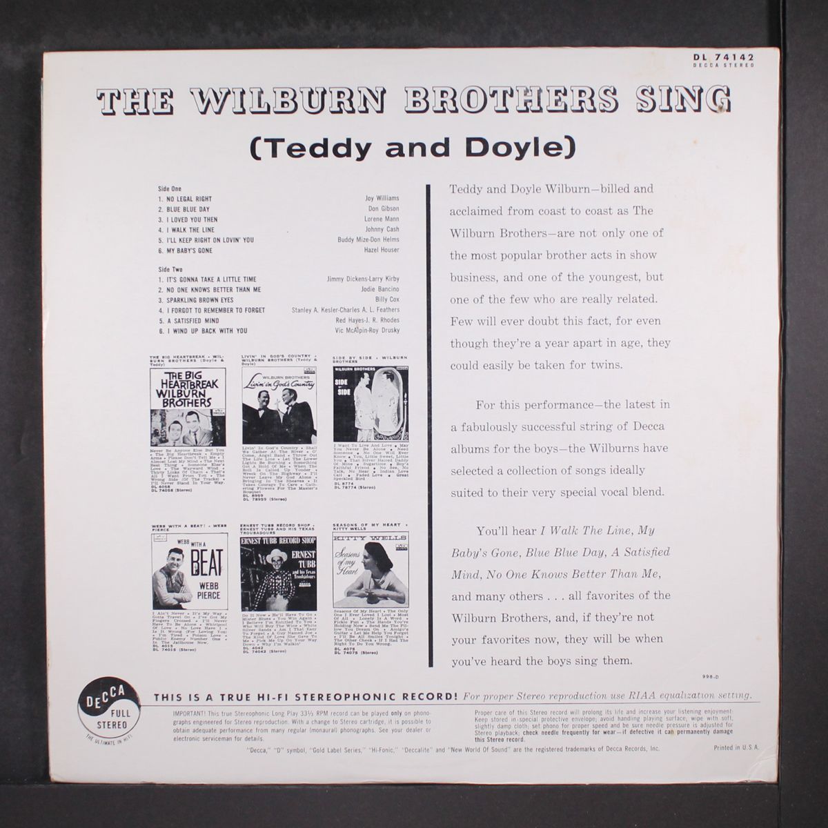 sing by WILBURN BROTHERS