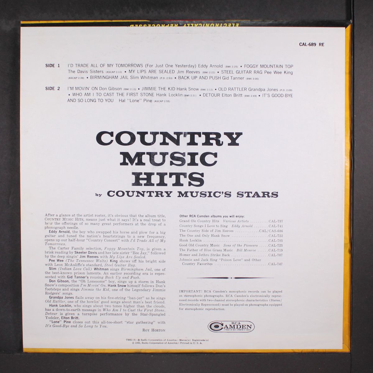 country music hits by country music's stars by VARIOUS