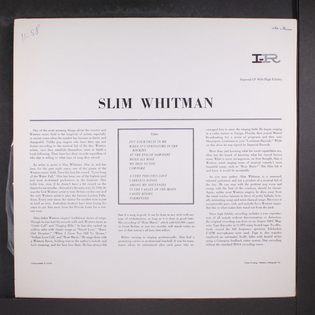 sings by SLIM WHITMAN