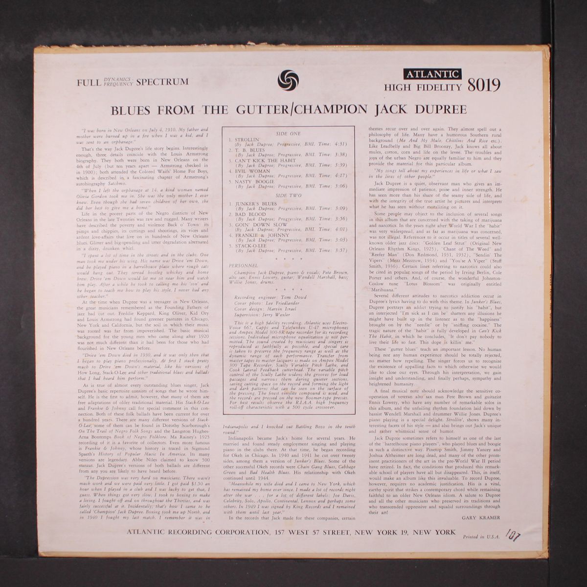 blues from the gutter by CHAMPION JACK DUPREE