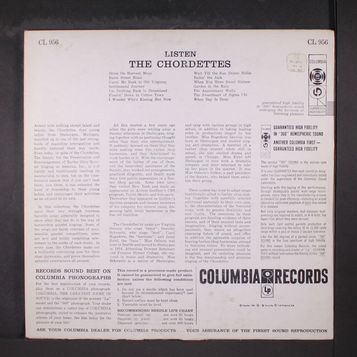 listen by CHORDETTES