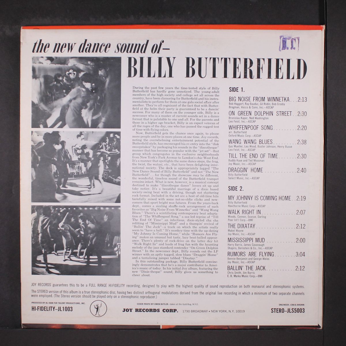 the new dance sound of by BILLY BUTTERFIELD