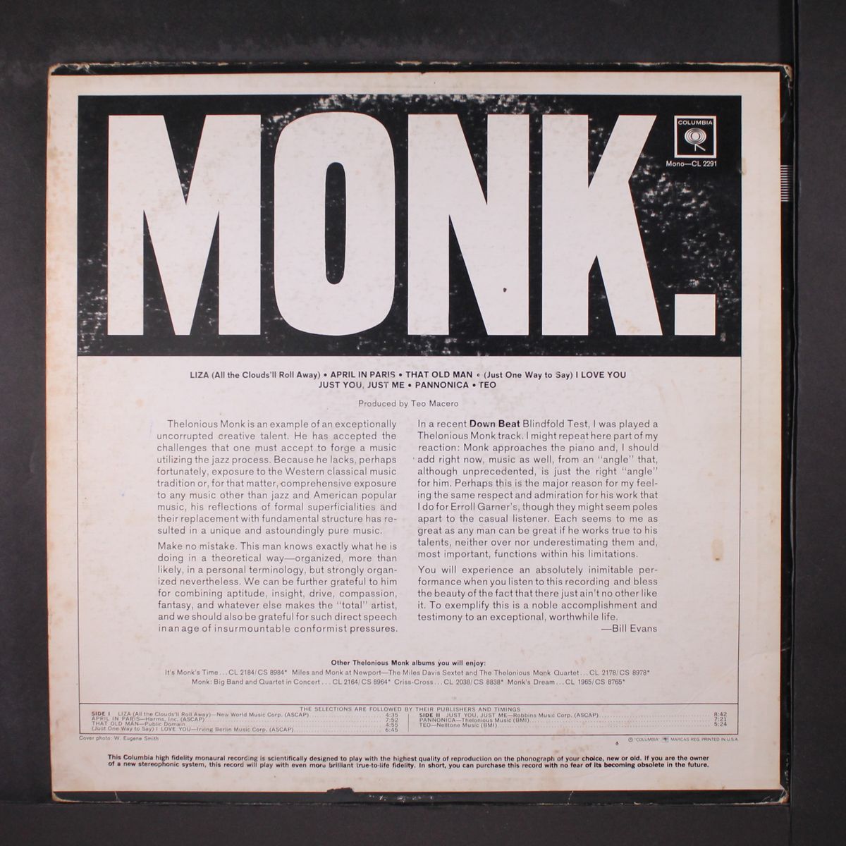 monk. by THELONIOUS MONK