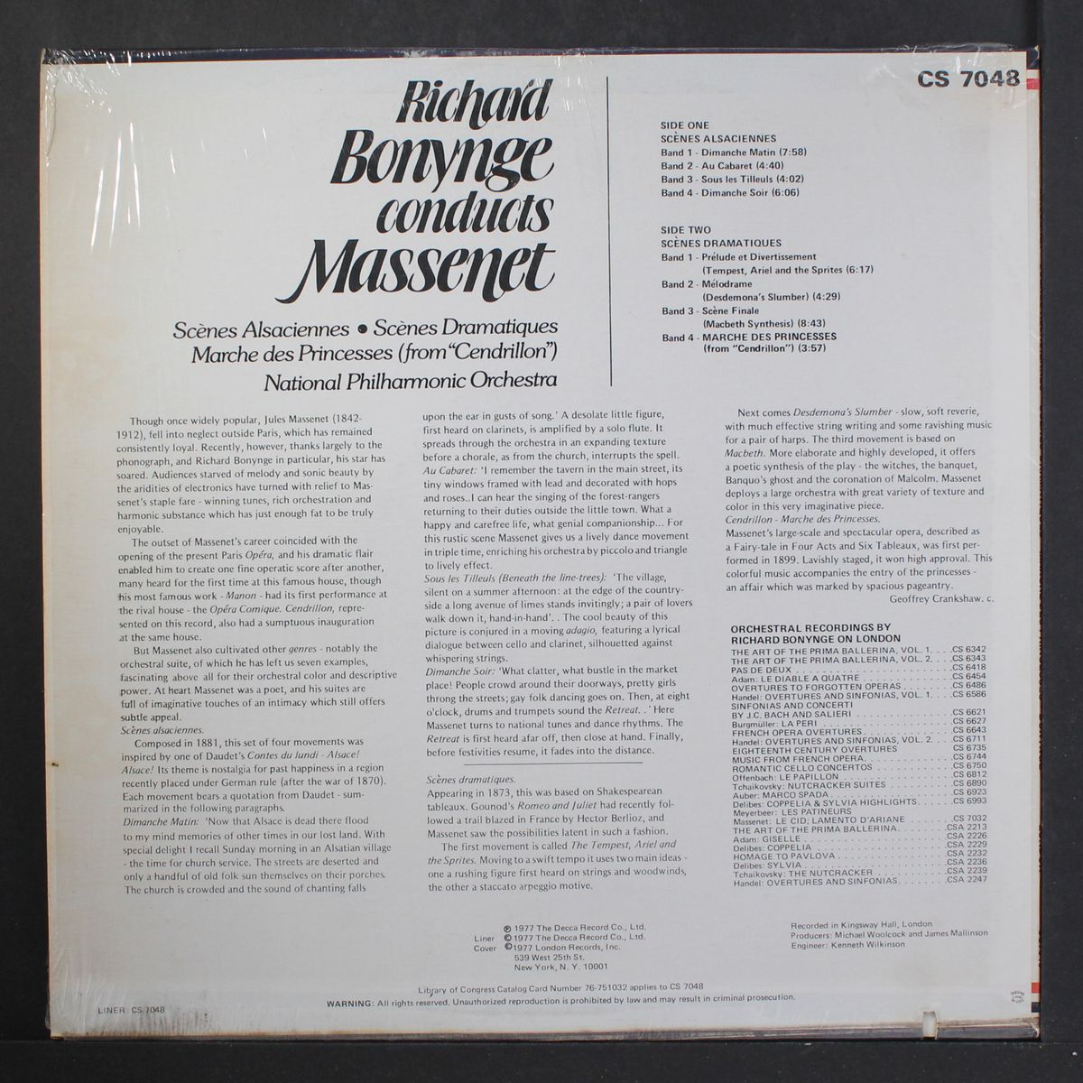 conducts massenet by RICHARD BONYNGE