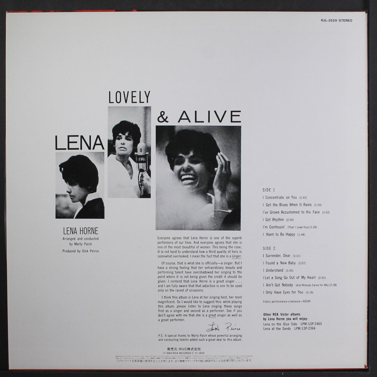 lovely and alive by LENA HORNE