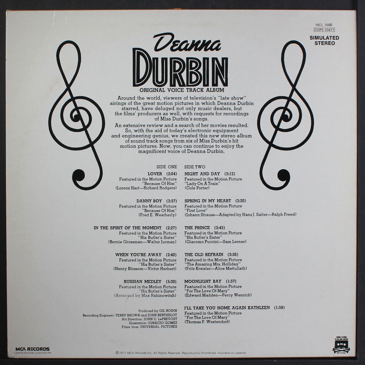 movie songs by DEANNA DURBIN