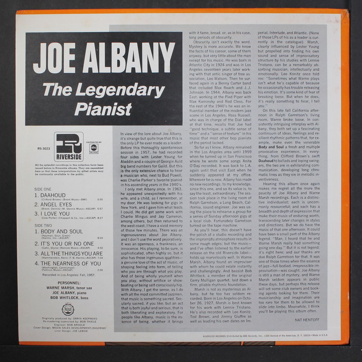 the legendary jazz pianist by JOE ALBANY