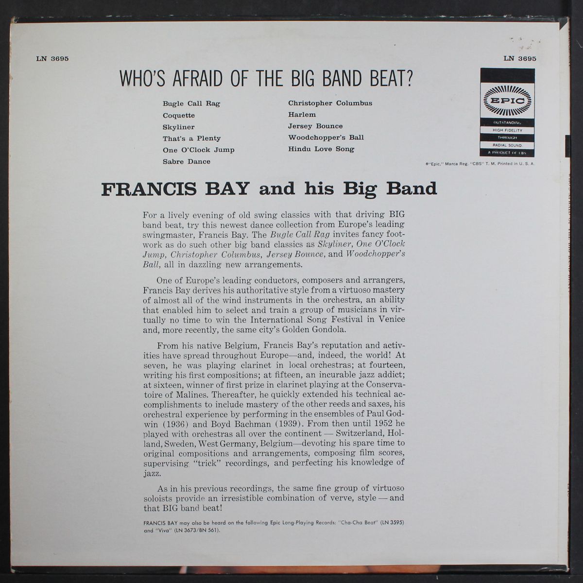who's afraid of the big band beat? by FRANCIS BAY