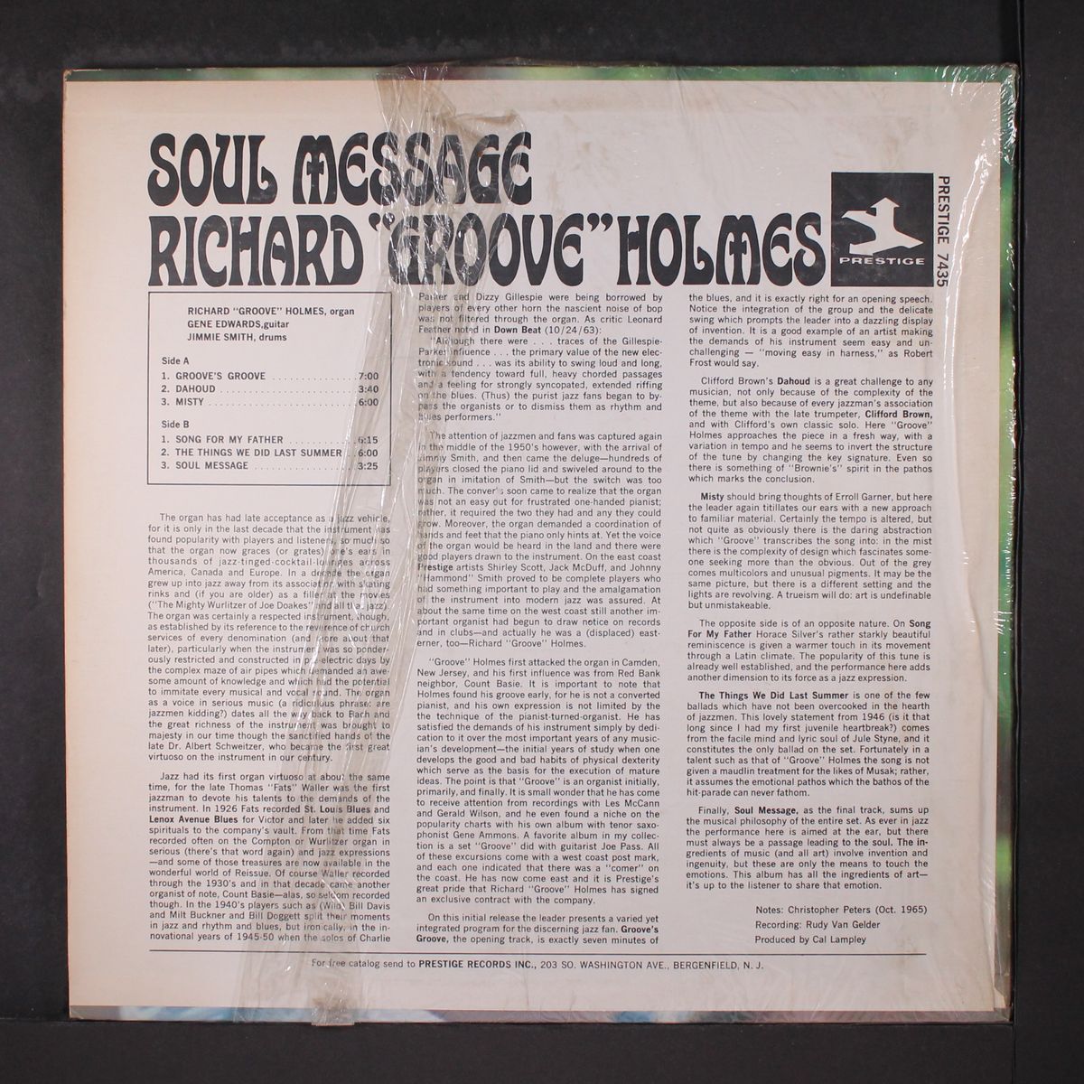 soul message by RICHARD 'GROOVE' HOLMES