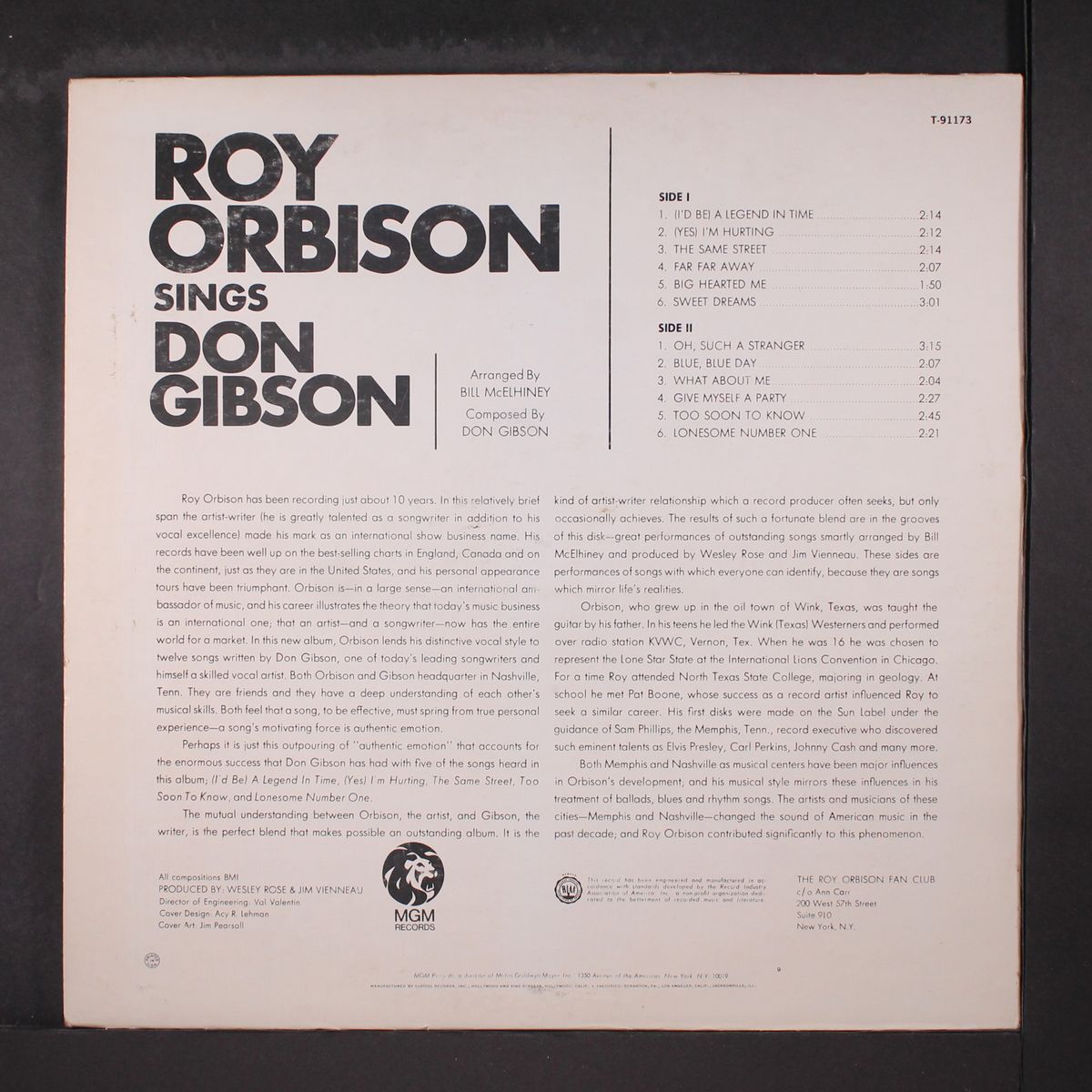 sings don gibson by ROY ORBISON