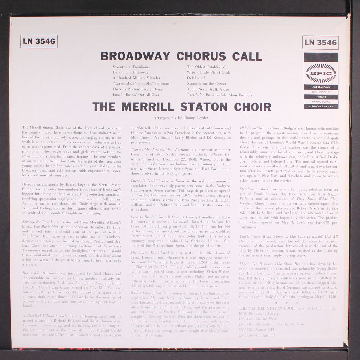 broadway chorus call by MERRILL STATON CHOIR