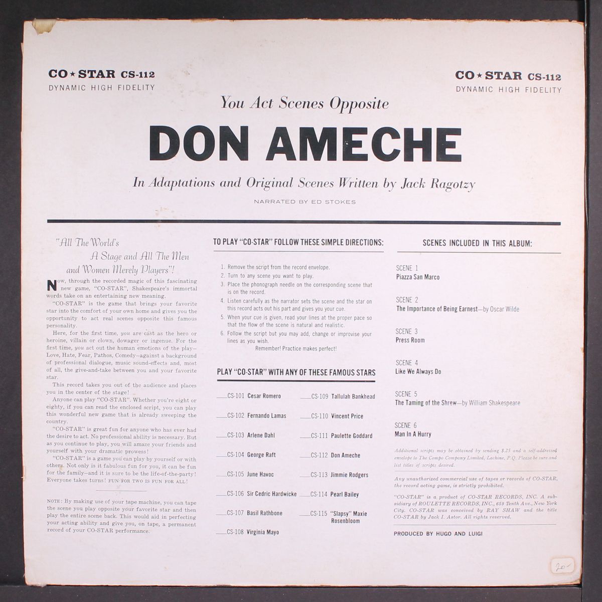 the record acting game by DON AMECHE