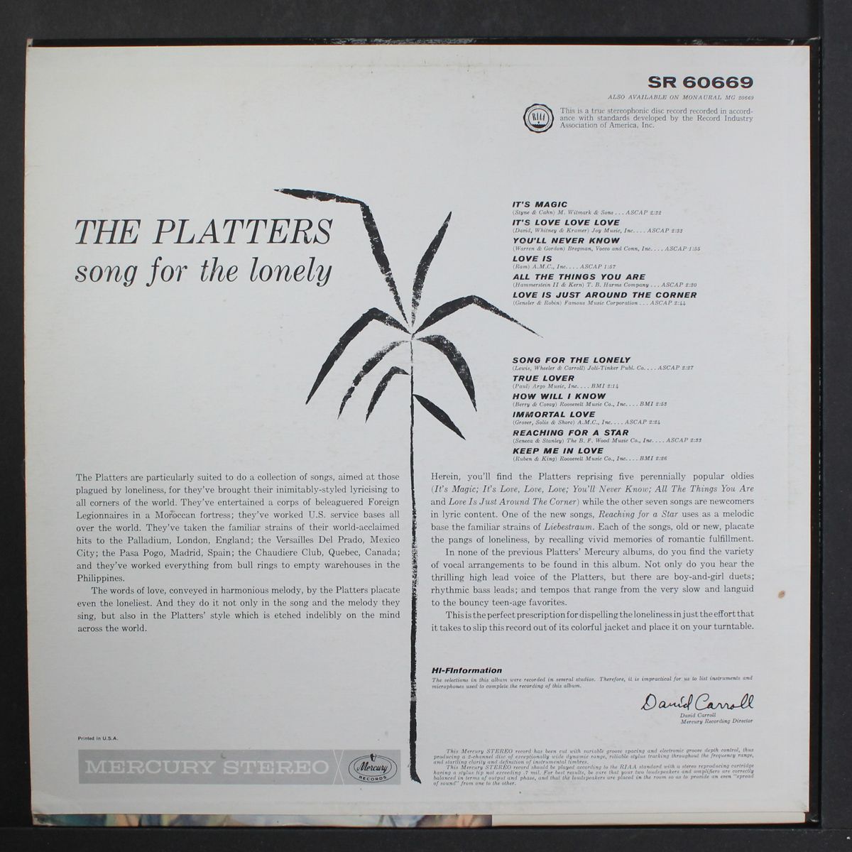 song for the lonely by PLATTERS