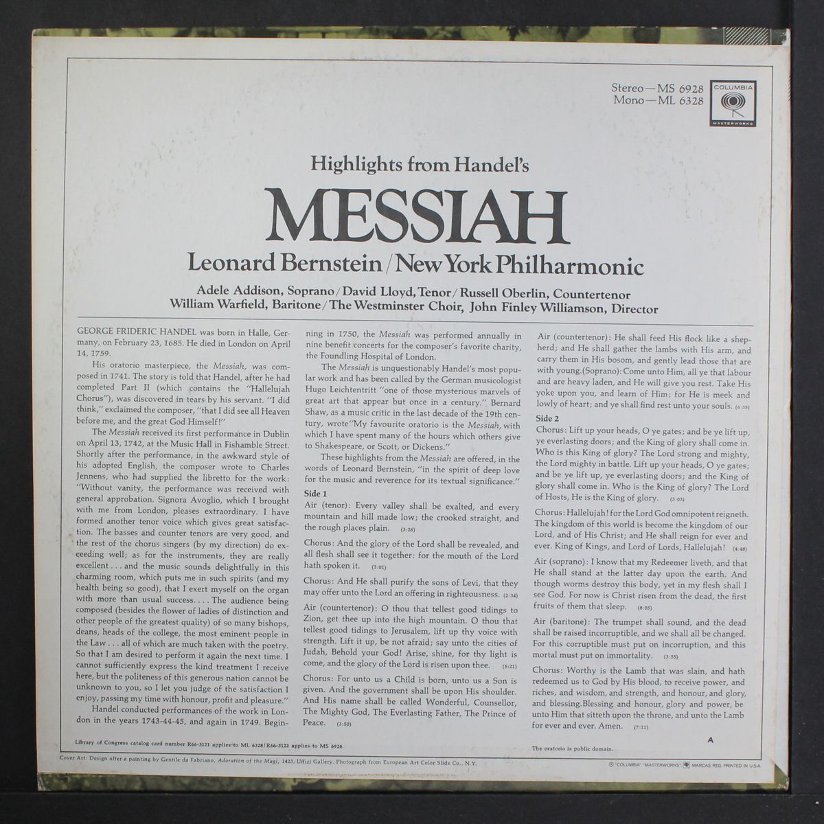 handel: messiah (highlights) by LEONARD BERNSTEIN