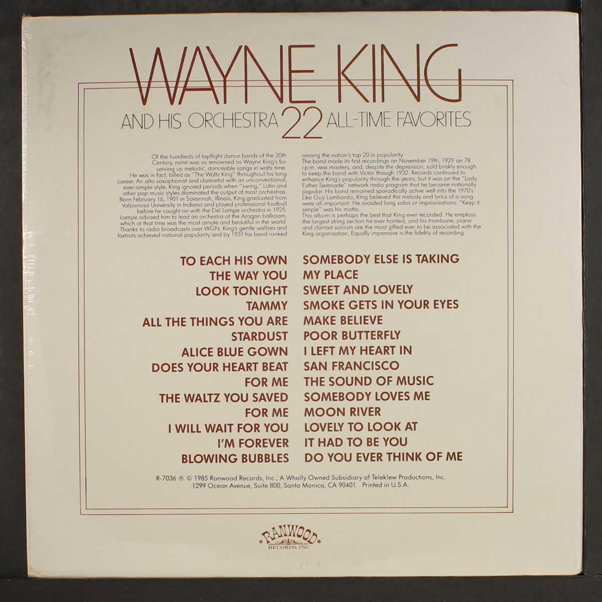 22 all-time favorites by WAYNE KING