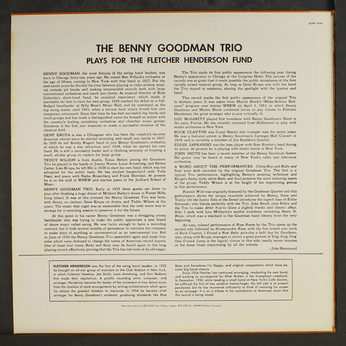 plays for the fletcher henderson fund by BENNY GOODMAN