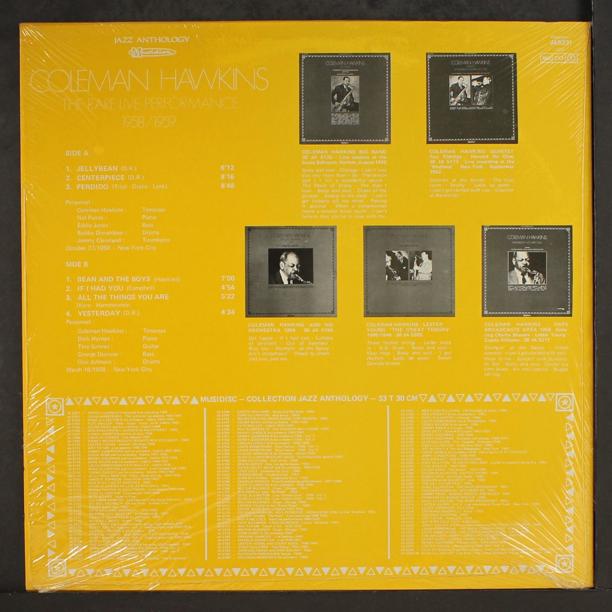 the rare live performances 1958/1959 by COLEMAN HAWKINS