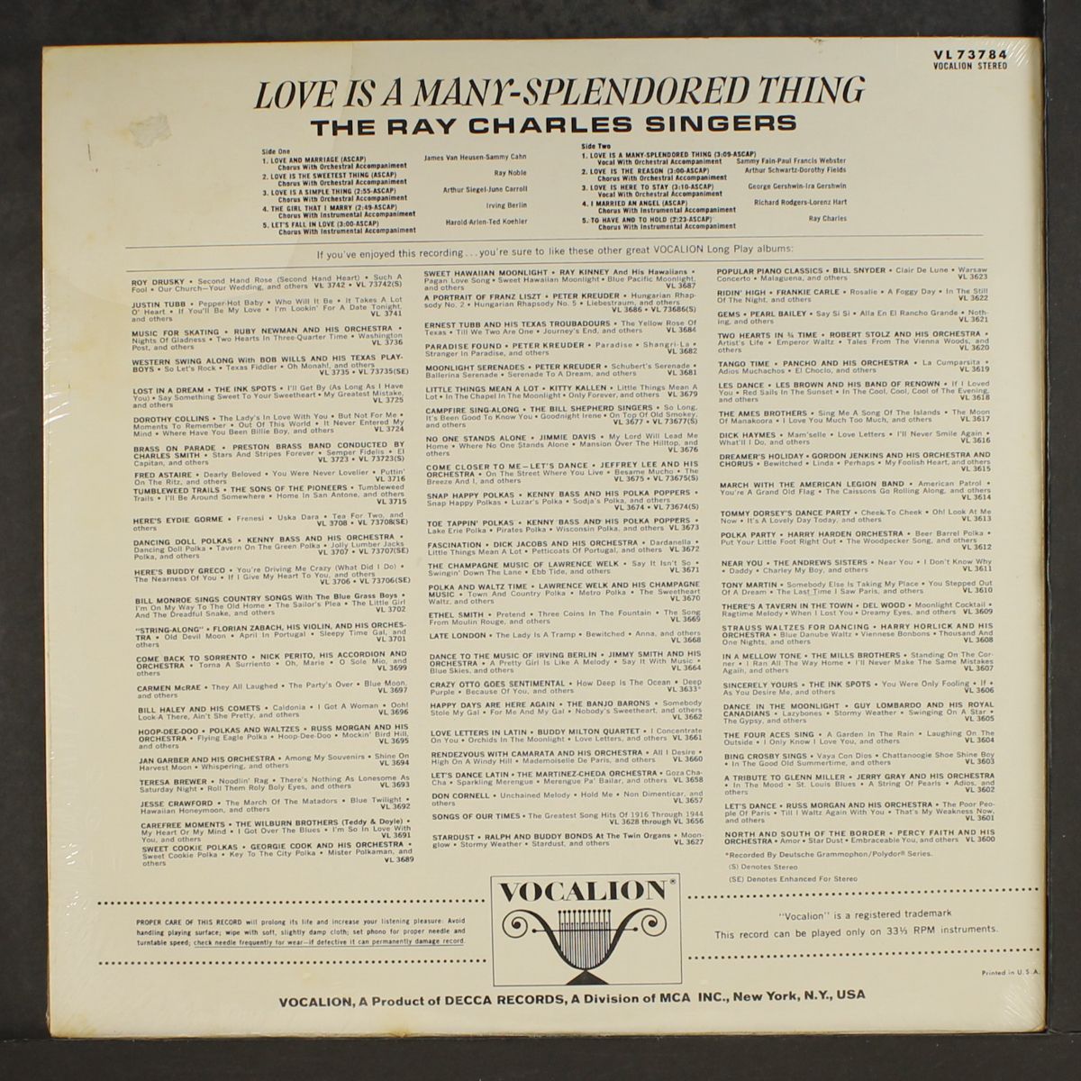 love is a many-splendored thing by RAY CHARLES SINGERS