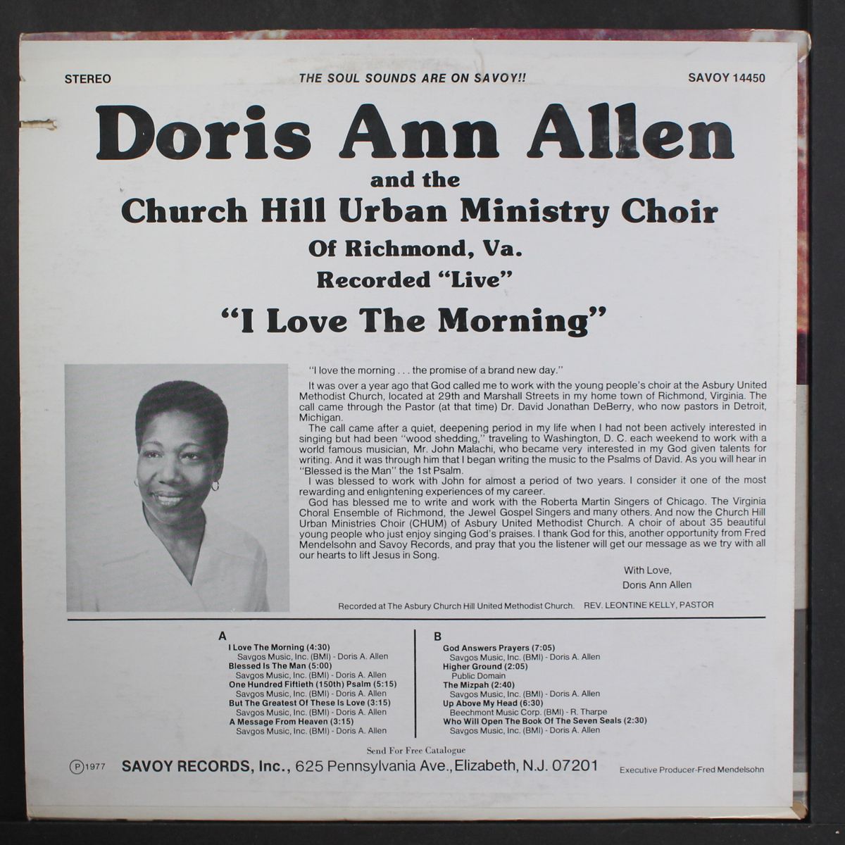 i love the morning by DORIS ANN ALLEN & CHURCH HILL URBAN MINISTRY CHOIR