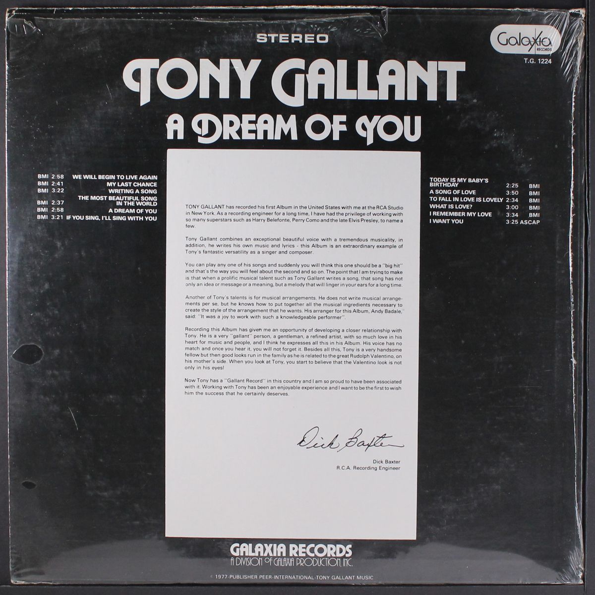 a dream of you by TONY GALLANT