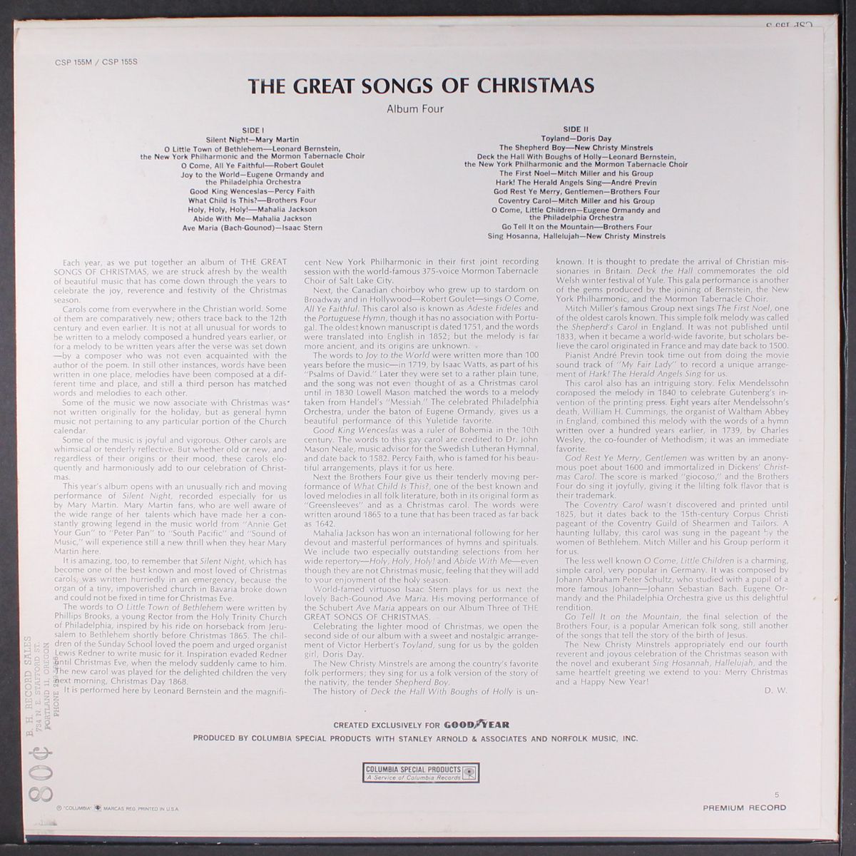 great songs of christmas (by the great artists of our time) album four by VARIOUS