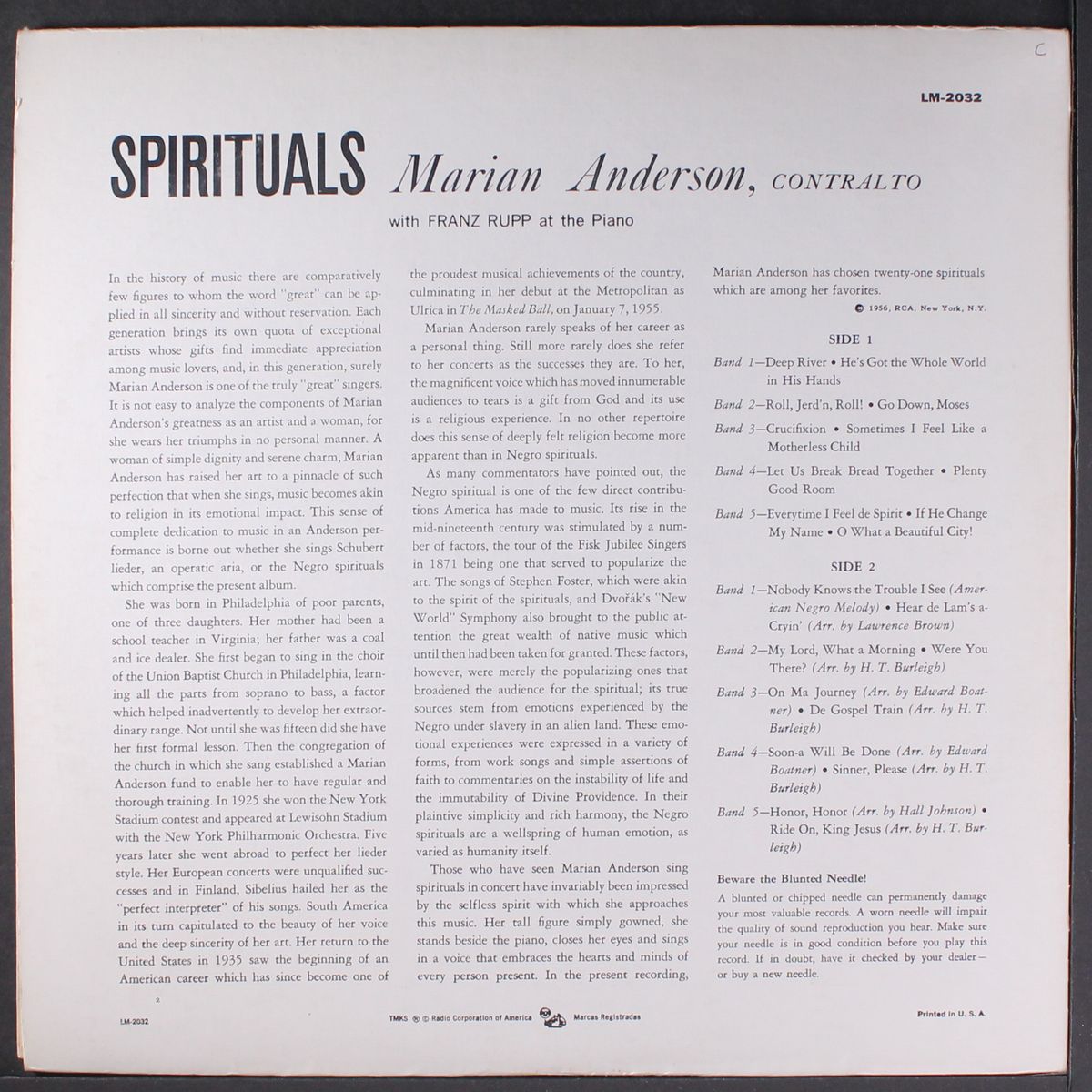 spirituals by MARIAN ANDERSON