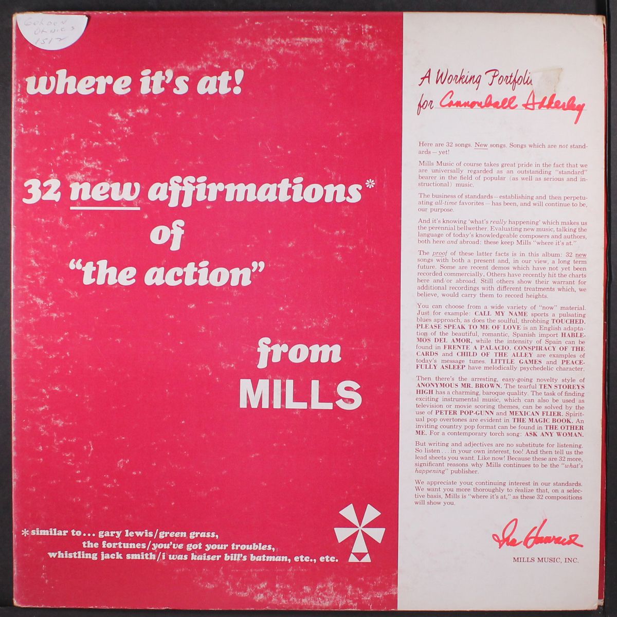 where it's at mills sampler by VARIOUS