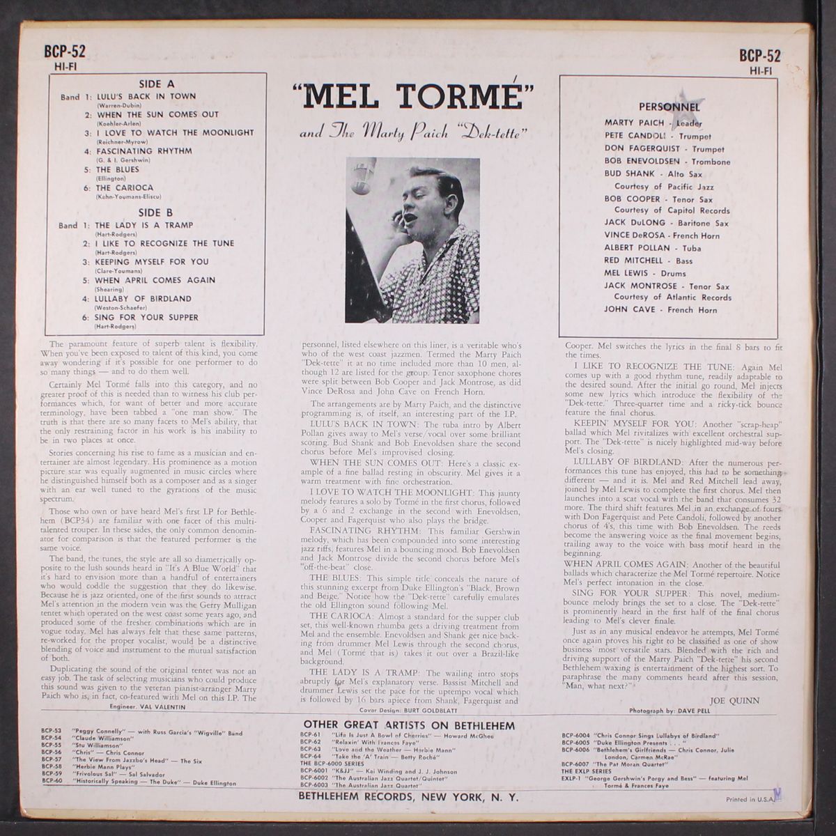 with the marty paich dek-tette by MEL TORME