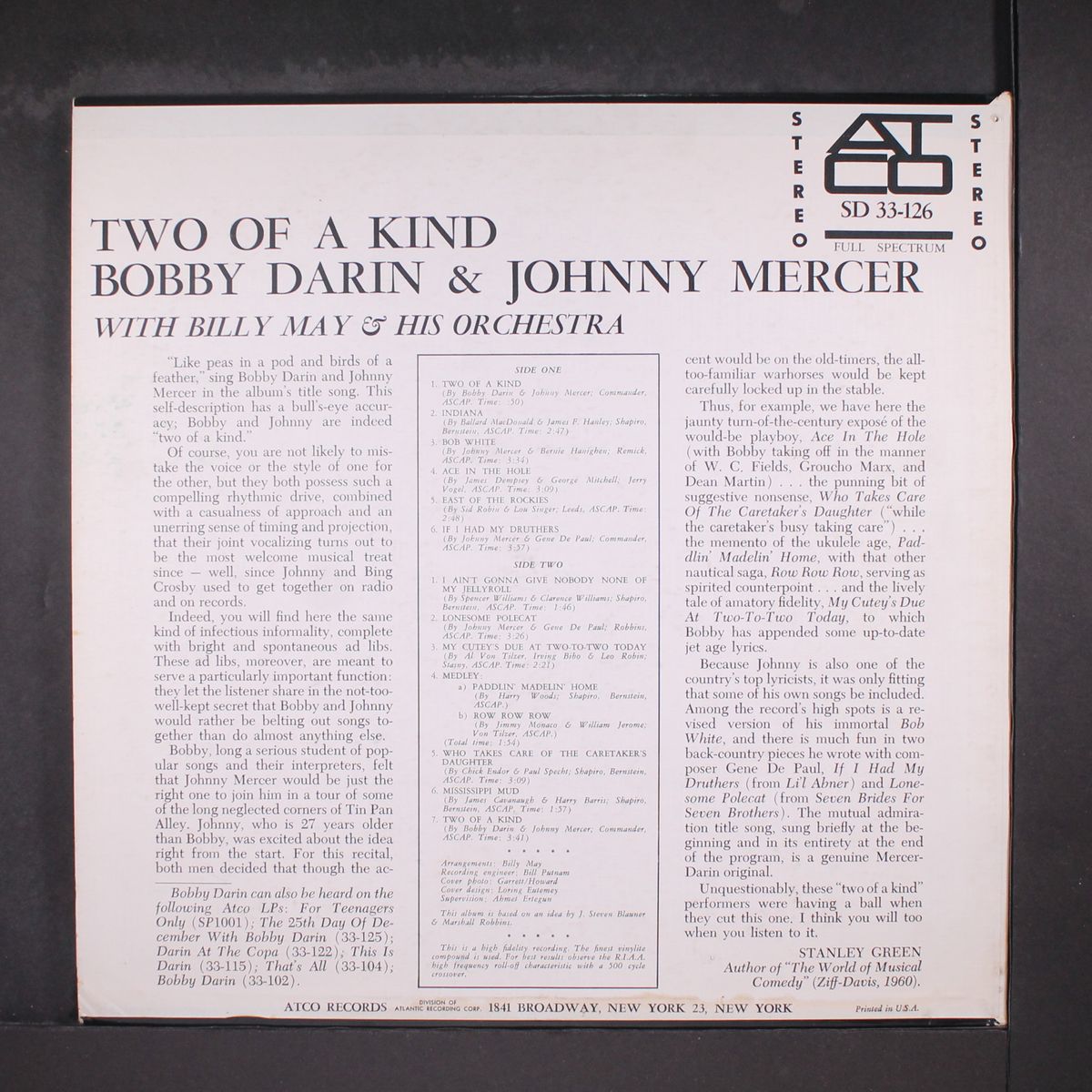 two of a kind by BOBBY DARIN & JOHNNY MERCER