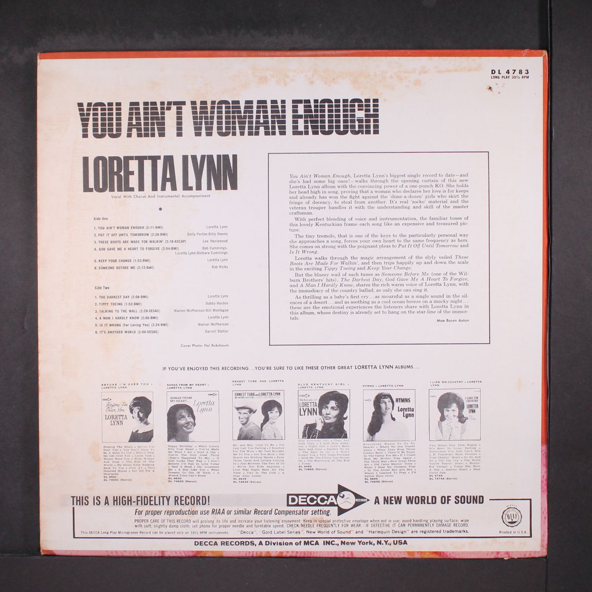 you ain't woman enough by LORETTA LYNN