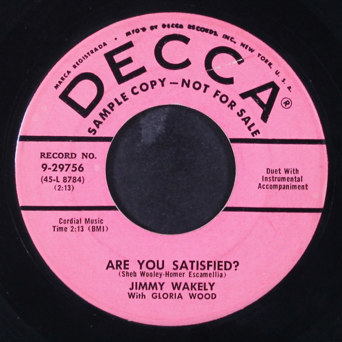 are you satisfied? / mississippi dreamboat by JIMMY WAKELY