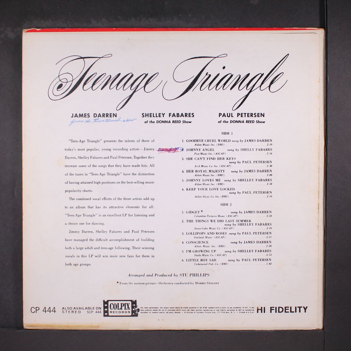 teenage triangle by JAMES DARREN, SHELLEY FABARES & PAUL PETERSEN