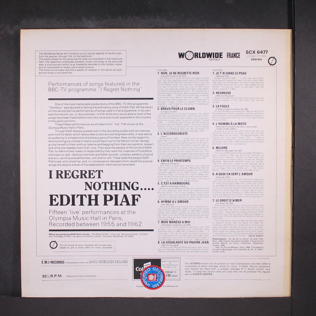 i regret nothing by EDITH PIAF