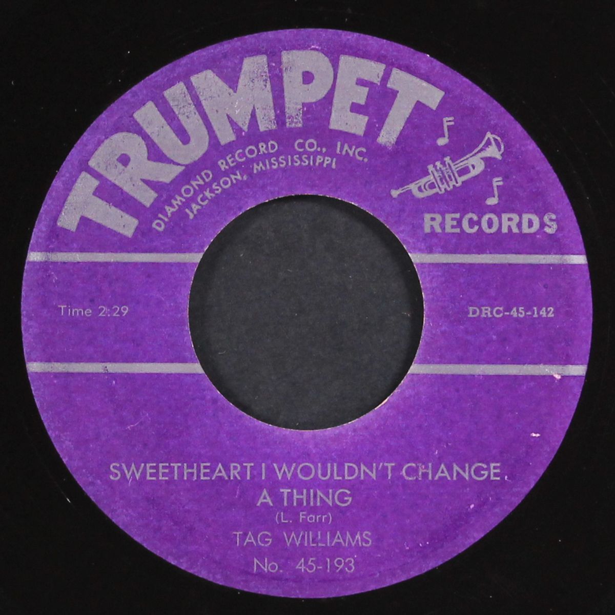 sweetheart i wouldn't change a thing / one-sided love by TAG WILLIAMS