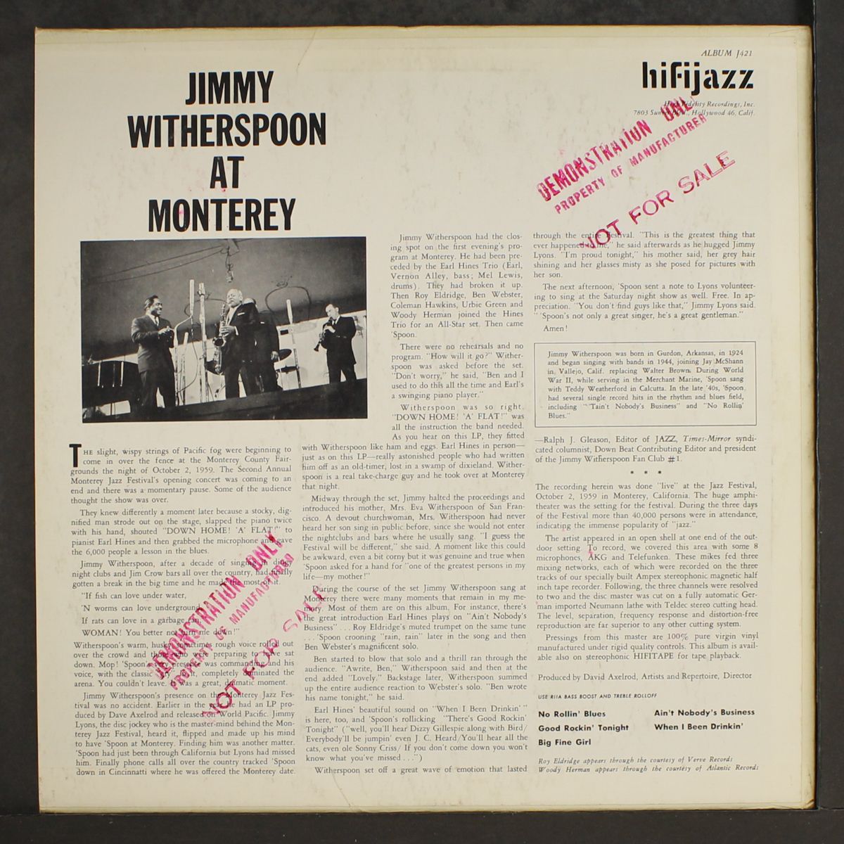at the monterey jazz festival by JIMMY WITHERSPOON