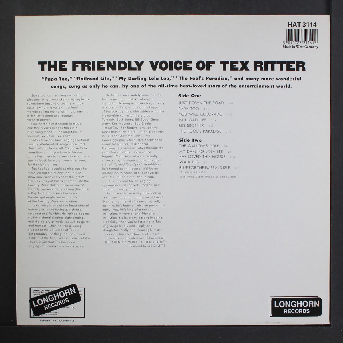 the friendly voice of by TEX RITTER