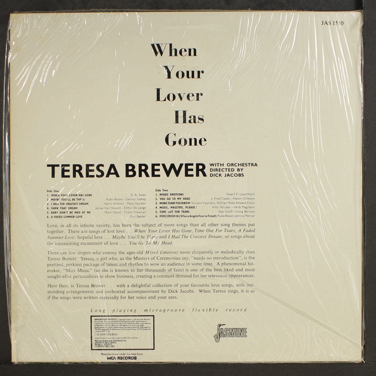 when your lover has gone by TERESA BREWER