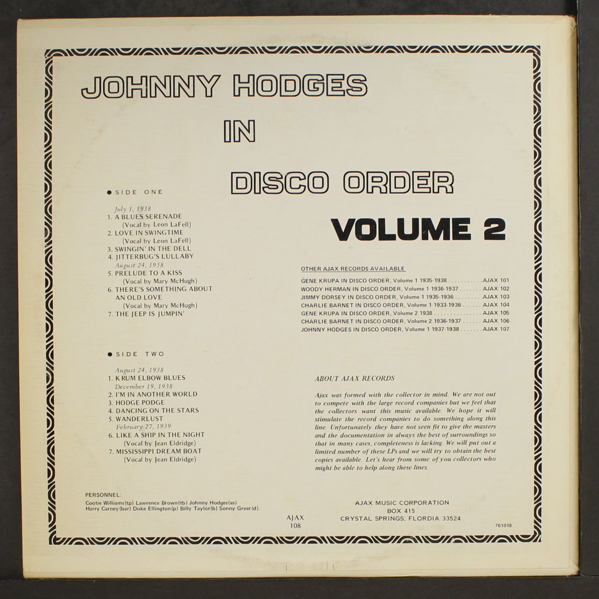 in disco order by JOHNNY HODGES