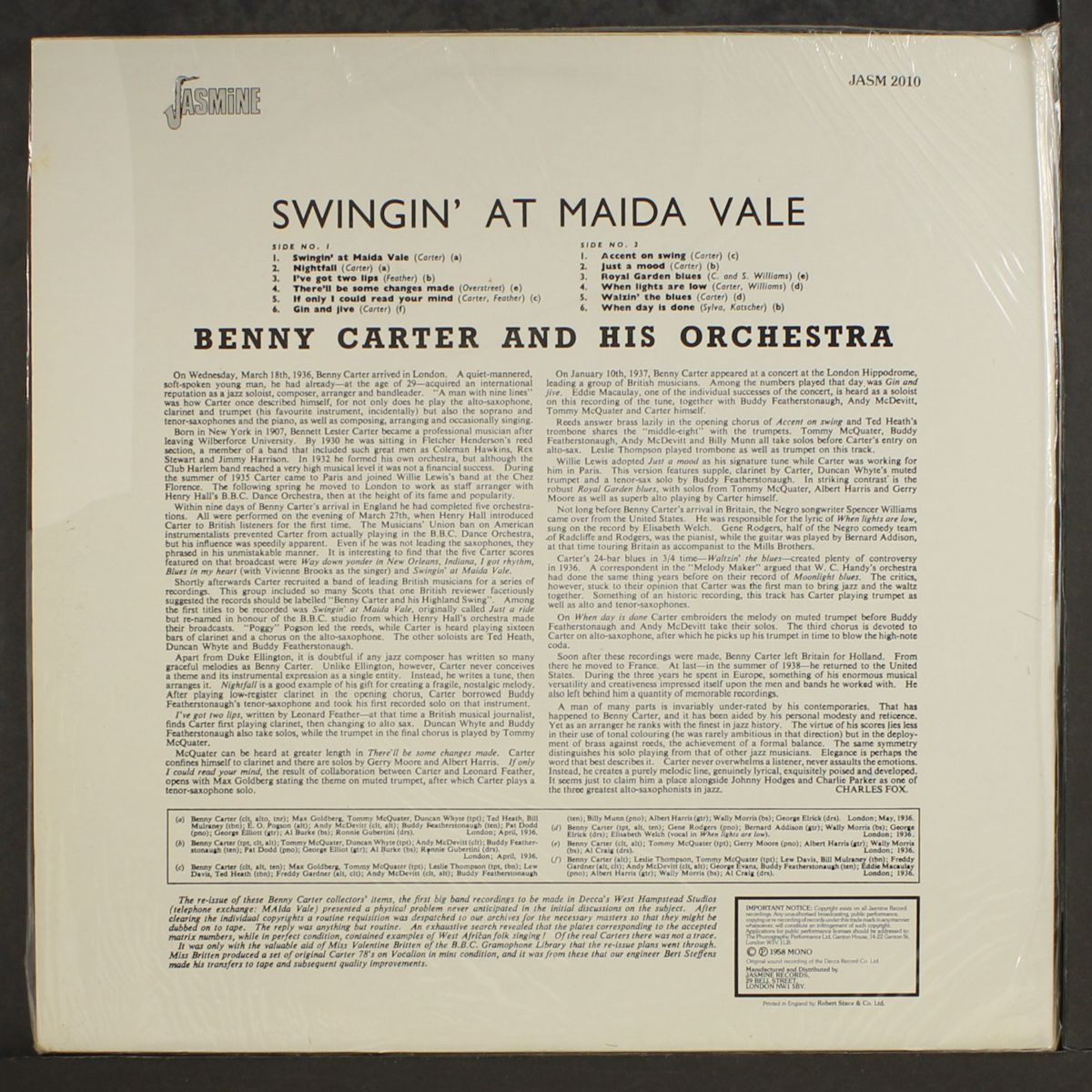 swingin' at maida vale by BENNY CARTER