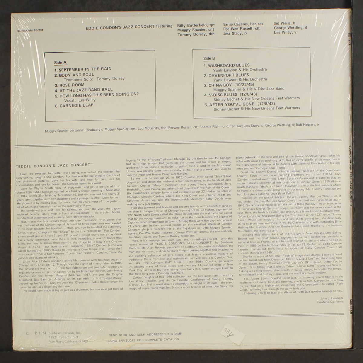 1946 jazz concert by EDDIE CONDON